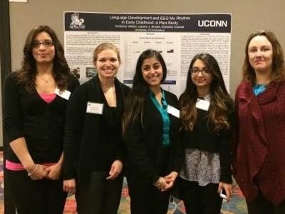 Lab Students and Dr. Cuevas in front of poster